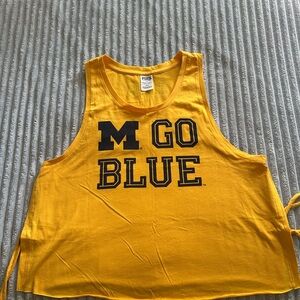 Michigan Wolverines GO BLUE yellow side-tie crop Victoria Secret’s PINK
